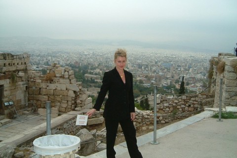 Patricia Vaccarino overlooking Athens Oct 2003